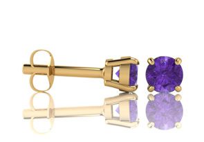 1/2 Carat Round Shape Amethyst Stud Earrings In 14K Yellow Gold Over Sterling Silver By SuperJeweler