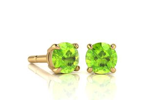 1/2 Carat Round Shape Peridot Stud Earrings In 14K Yellow Gold Over Sterling Silver By SuperJeweler