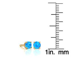 1/2 Carat Round Shape Blue Topaz Stud Earrings In 14K Yellow Gold Over Sterling Silver By SuperJeweler