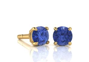 1/2 Carat Round Shape Tanzanite Stud Earrings In 14K Yellow Gold Over Sterling Silver By SuperJeweler