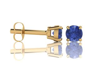 1/2 Carat Round Shape Tanzanite Stud Earrings In 14K Yellow Gold Over Sterling Silver By SuperJeweler