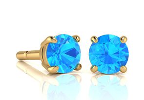 1 3/4 Carat Round Shape Blue Topaz Stud Earrings In 14K Yellow Gold Over Sterling Silver By SuperJeweler