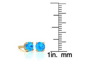 1 3/4 Carat Round Shape Blue Topaz Stud Earrings In 14K Yellow Gold Over Sterling Silver By SuperJeweler