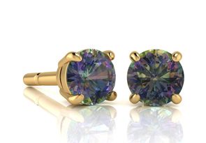 1 3/4 Carat Round Shape Mystic Topaz Stud Earrings In 14K Yellow Gold Over Sterling Silver By SuperJeweler