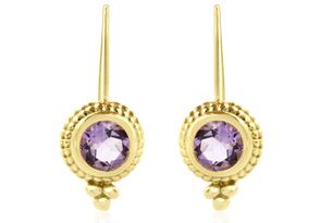 2 Carat Amethyst Dangle Earrings W/ Rope Detail In 14K Yellow Gold (2 G) Over Sterling Silver By SuperJeweler