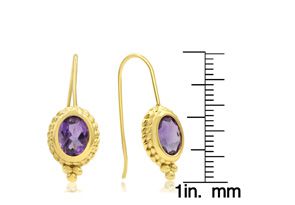 2 Carat Oval Amethyst Dangle Earrings W/ Rope Detail In 14K Yellow Gold (2.2 G) Over Sterling Silver By SuperJeweler