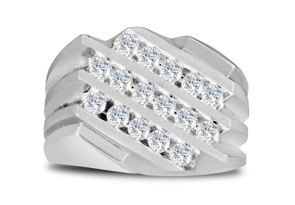 Men's 1 Carat Diamond Wedding Band In 10K White Gold, I-J-K, I1-I2 By SuperJeweler