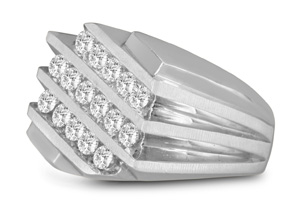 Men's 1 Carat Diamond Wedding Band In 10K White Gold, I-J-K, I1-I2 By SuperJeweler