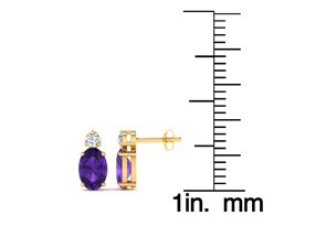 1 Carat Oval Amethyst & Diamond Stud Earrings In 14K Yellow Gold (1.90 G), I/J By SuperJeweler