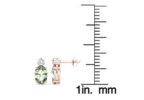 1 Carat Oval Green Amethyst & Diamond Stud Earrings In 14K Rose Gold (1.90 G), I/J By SuperJeweler
