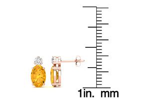 1 2/3 Carat Oval Citrine & Diamond Stud Earrings In 14K Rose Gold (1.90 G), I/J By SuperJeweler