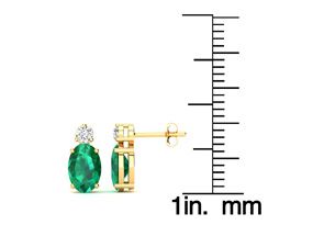 1 2/3 Carat Oval Emerald Cut & Diamond Stud Earrings In 14K Yellow Gold (1.90 G), I/J By SuperJeweler