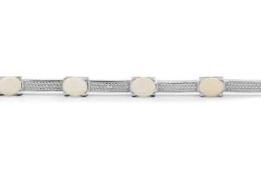 8 Carat Opal & Diamond Bracelet In Platinum Overlay, 7 Inches (, ) By SuperJeweler