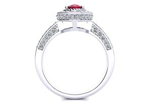 1.5 Carat Oval Shape Ruby & Halo Diamond Ring In 14K White Gold (5.2 G), I/J By SuperJeweler