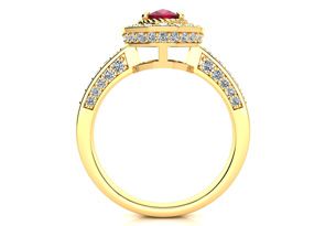 1.5 Carat Oval Shape Ruby & Halo Diamond Ring In 14K Yellow Gold (5.2 G), I/J By SuperJeweler