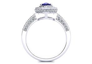 1 2/3 Carat Oval Shape Sapphire & Halo Diamond Ring In 14K White Gold (5.2 G), I/J By SuperJeweler