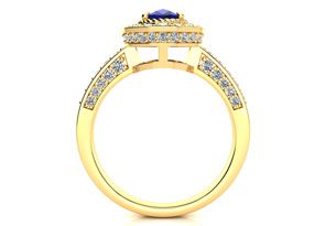1 2/3 Carat Oval Shape Sapphire & Halo Diamond Ring In 14K Yellow Gold (5.2 G), I/J By SuperJeweler
