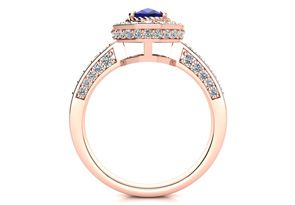 1 2/3 Carat Oval Shape Sapphire & Halo Diamond Ring In 14K Rose Gold (5.2 G), I/J By SuperJeweler