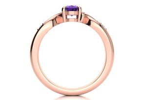 3/4 Carat Oval Shape Amethyst & Four Diamond Ring In 10K Rose Gold (4.7 G), I/J By SuperJeweler