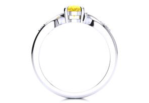 1 Carat Oval Shape Citrine & Four Diamond Ring In 10K White Gold (4.7 G), I/J By SuperJeweler