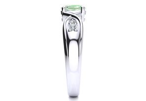 3/4 Carat Oval Shape Green Amethyst & Four Diamond Ring In 10K White Gold (4.7 G), I/J By SuperJeweler
