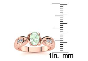 3/4 Carat Oval Shape Green Amethyst & Four Diamond Ring In 10K Rose Gold (4.7 G), I/J By SuperJeweler
