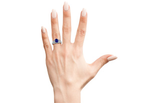 3 1/2 Carat Oval Shape Sapphire & Diamond Ring In 10K White Gold (4.50 G), I/J By SuperJeweler