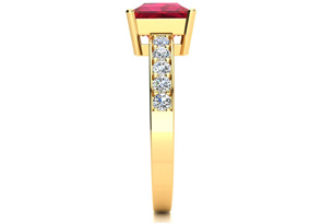 Square Step Cut 1 7/8 Carat Ruby & Diamond Ring In 14K Yellow Gold (3.40 G), I/J By SuperJeweler
