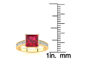 Square Step Cut 1 7/8 Carat Ruby & Diamond Ring In 14K Yellow Gold (3.40 G), I/J By SuperJeweler