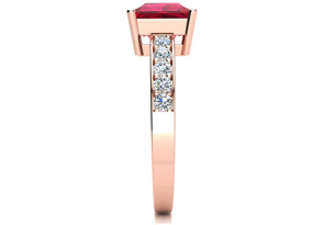 Square Step Cut 1 7/8 Carat Ruby & 10 Diamond Ring In 14K Rose Gold (3.40 G), I-J, Size 9.5 By SuperJeweler