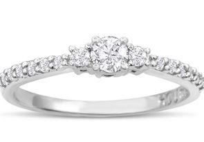 Three Diamond Plus Promise Ring In White Gold (1.80 G), J-K By SuperJeweler