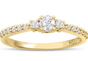 Three Diamond Plus Promise Ring In Yellow Gold (1.80 G), J-K By SuperJeweler