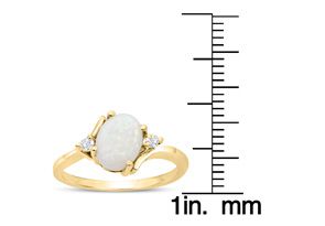 7/8 Carat Opal Ring & Two Diamonds In 14K Yellow Gold (2.40 G), I-J, Size 4 By SuperJeweler