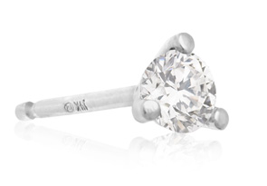 1/4 Carat Round Shape Single Diamond Stud Earring In 14K White Gold, Martini Setting (H-I, I2-I3) By SuperJeweler