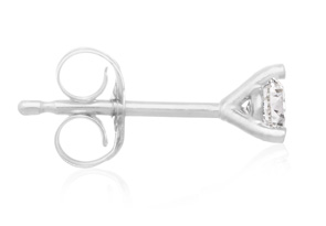 1/4 Carat Round Shape Single Diamond Stud Earring In 14K White Gold, Martini Setting (H-I, I2-I3) By SuperJeweler