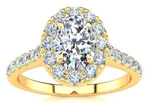 1.5 Carat Oval Shape Halo Diamond Engagement Ring In 14k Yellow Gold (4.50 G) (H-I, SI2-I1) By SuperJeweler