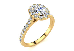 1.5 Carat Oval Shape Halo Diamond Engagement Ring In 14k Yellow Gold (4.50 G) (H-I, SI2-I1) By SuperJeweler