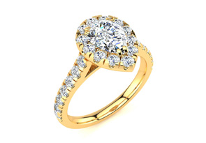 1 Carat Pear Shape Halo Diamond Engagement Ring In 14k Yellow Gold (H-I, SI2-I1) By SuperJeweler