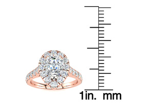 1 Carat Pear Shape Halo Diamond Engagement Ring In 14k Rose Gold (H-I, SI2-I1) By SuperJeweler