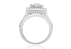 1 7/8 Carat Fancy Halo Diamond Engagement Ring In 14K White Gold (9.9 G) (G-H, I2-I3) By SuperJeweler
