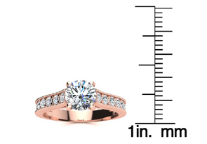1.5 Carat Diamond Engagement Ring W/ 1 Carat Center Diamond In 14K Rose Gold (3.7 G) (I-J, I1-I2 Clarity Enhanced) By SuperJeweler