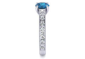1.5 Carat Diamond Engagement Ring W/ 1 Carat Blue Diamond Center In 14K White Gold (3.7 G) By SuperJeweler