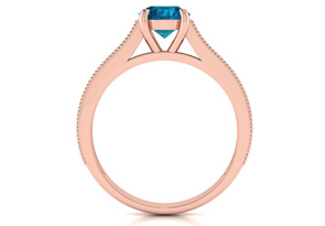 1.5 Carat Diamond Engagement Ring W/ 1 Carat Blue Diamond Center In 14K Rose Gold (3.7 G) By SuperJeweler