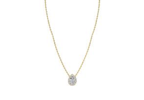 1/2 Carat Pear Shape Halo Diamond Necklace In 14K Yellow Gold (2.62 G), G/H Color, 17 Inch Chain By SuperJeweler