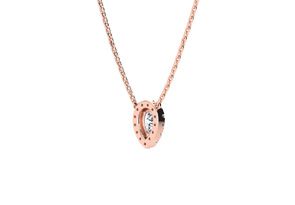 1/2 Carat Pear Shape Halo Diamond Necklace In 14K Rose Gold (2.62 G), G/H Color, 17 Inch Chain By SuperJeweler