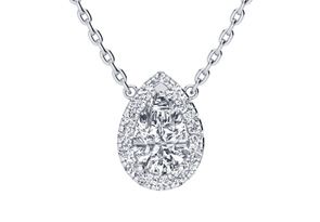 1/4 Carat Pear Shape Halo Diamond Necklace In 14K White Gold (2.62 G), G/H Color, 17 Inch Chain By SuperJeweler
