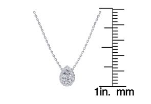1/4 Carat Pear Shape Halo Diamond Necklace In 14K White Gold (2.62 G), G/H Color, 17 Inch Chain By SuperJeweler