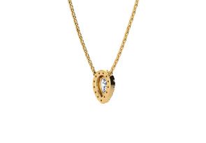 1/4 Carat Pear Shape Halo Diamond Necklace In 14K Yellow Gold (2.62 G), G/H Color, 17 Inch Chain By SuperJeweler