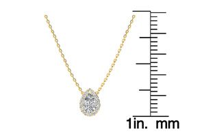 1/4 Carat Pear Shape Halo Diamond Necklace In 14K Yellow Gold (2.62 G), G/H Color, 17 Inch Chain By SuperJeweler