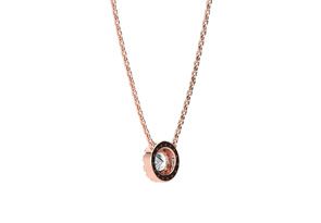 1/2 Carat Oval Shape Halo Diamond Necklace In 14K Rose Gold (2.62 G), G/H Color, 17 Inch Chain By SuperJeweler